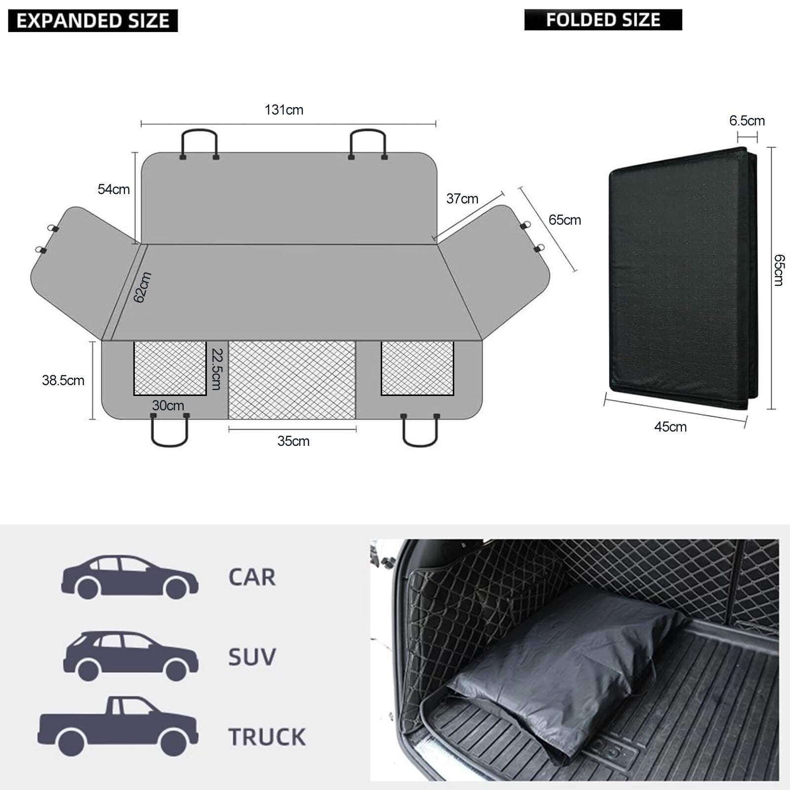 Oz Bargains™ PetRide Guard – Hard-Bottom Back Seat Extender & Dog Hammock | Heavy-Duty Car Seat Protector
