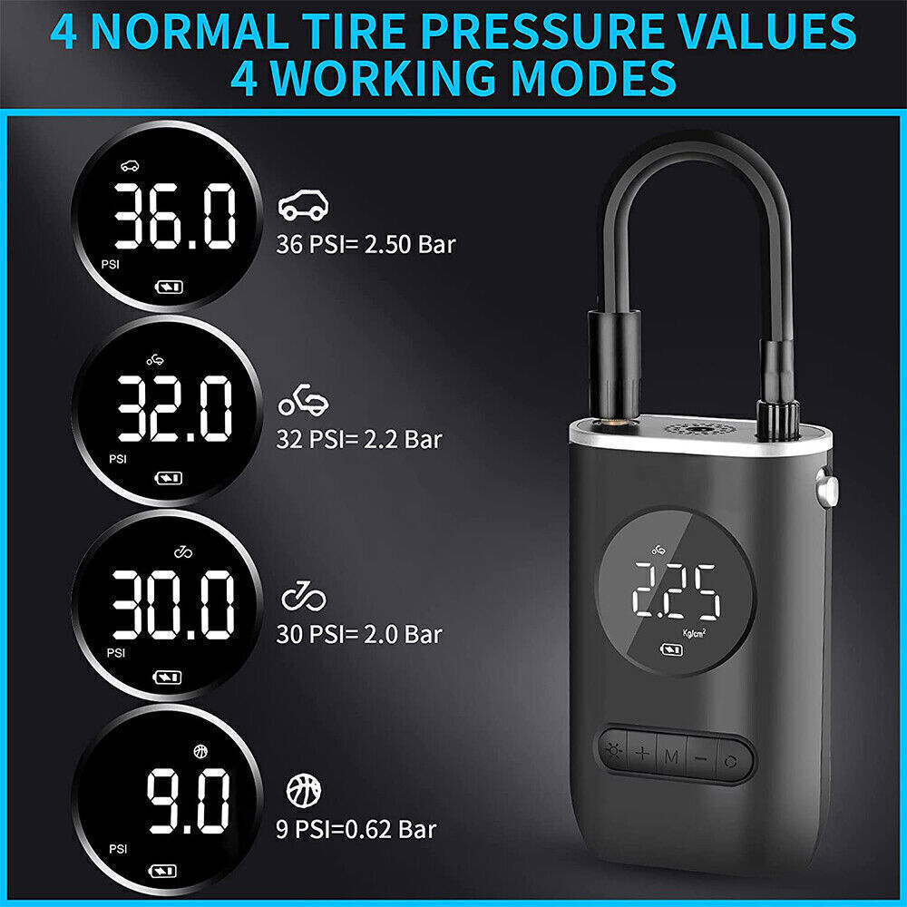 Oz Bargains™ PowerAir Pro – 150 PSI USB Rechargeable Tyre Inflator | Cordless Car & Bike Electric Air Pump