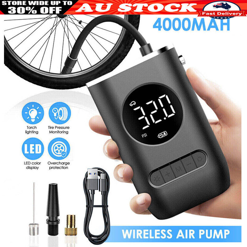 Oz Bargains™ PowerAir Pro – 150 PSI USB Rechargeable Tyre Inflator | Cordless Car & Bike Electric Air Pump